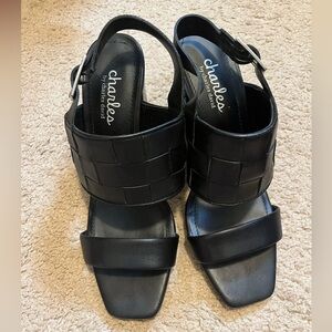 Charles by Charles David Maison Black Leather Heeled Sandals